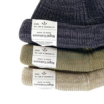Nigel Cabourn ナイジェル ケーボン キャップ ニット帽 ビーニー Nigel Cabourn / STRIPED POM POM BEANIE Green ナイジェル